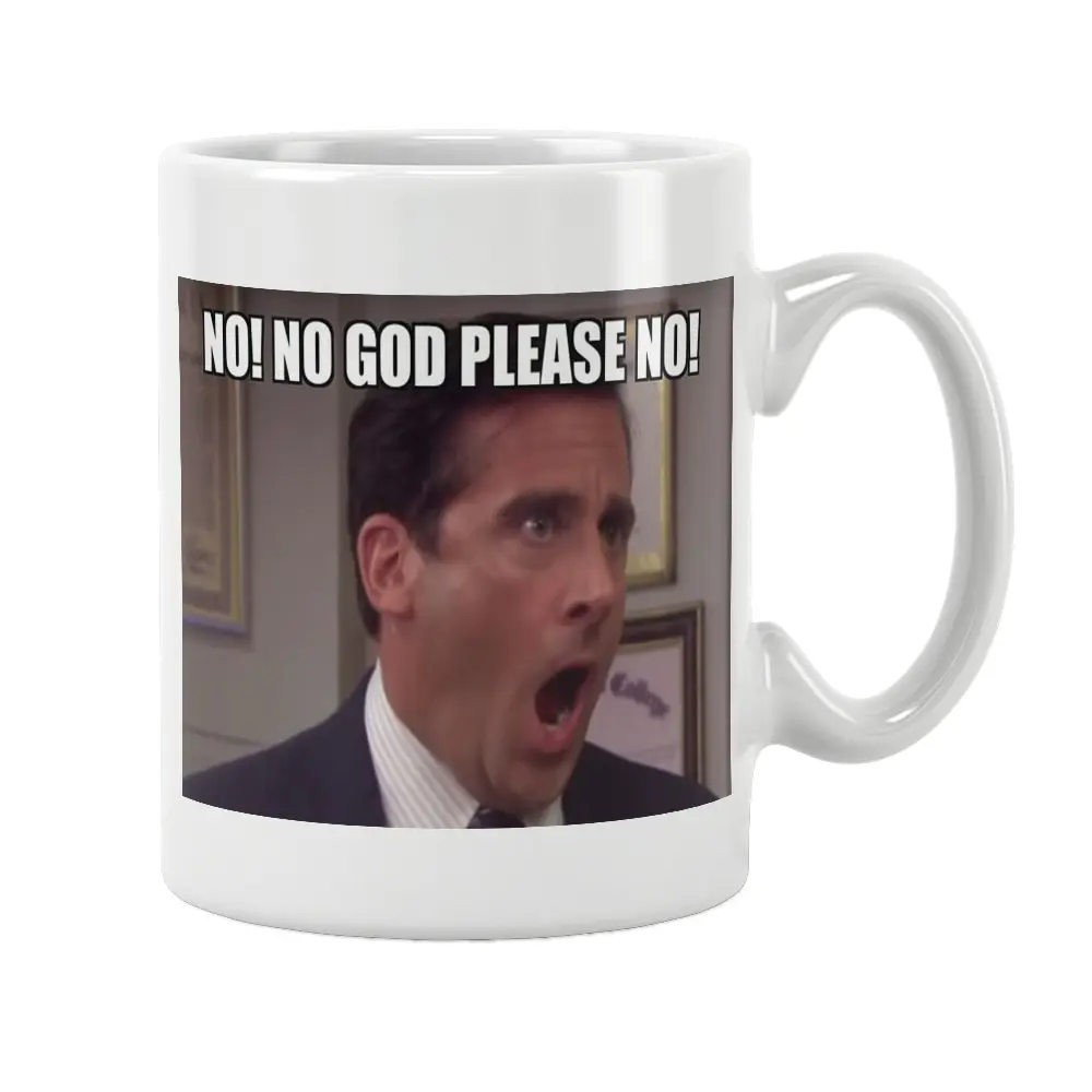 Michael Scott No! God Please Printed Mug Funny Coffee Tea Cup Gift White Ceramic The Office Quote