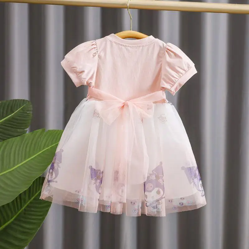 تنورة الأميرة سانريوس كورومي صيفية حلوة بأكمام قصيرة للأطفال نمط جديد كارتوني على الطراز الكوري شبكي مريح متعدد الاستخدامات للفتيات