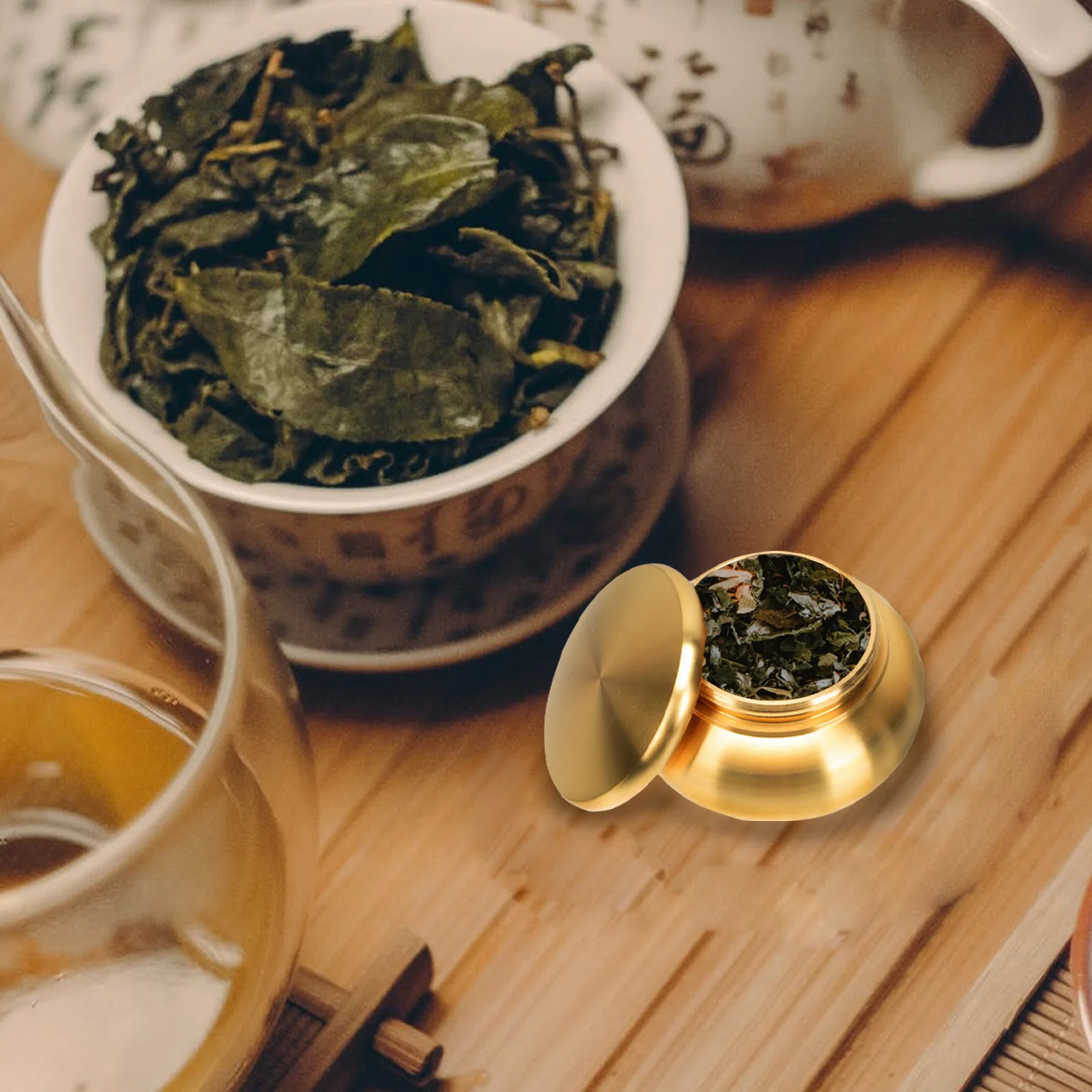 

1Pcs Copper Storage Container Incense Powder Tank Airtight Multi Function Tea Pot Decoration Incense Powder Jar