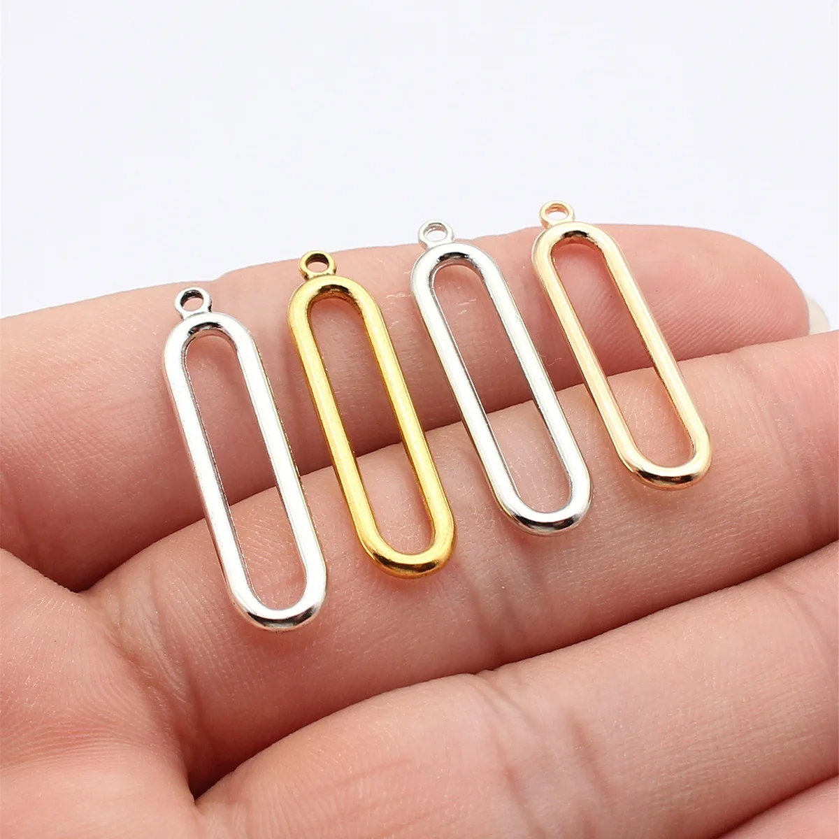 Wholesale Geometric Hollow Out Metal Charms Pendant Minimalist For Women Girls Jewelry Gift Handmade Craft Supplies