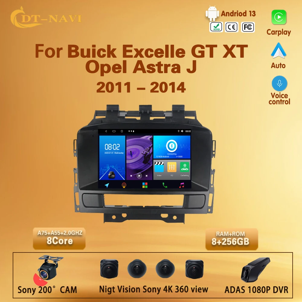 

DT-NAVI 7" Android 12 Carplay Auto For Buick Excelle GT XT Opel Astra J 2011 - 2014 Car Radio Stereo Multimedia Player WIFI 4G