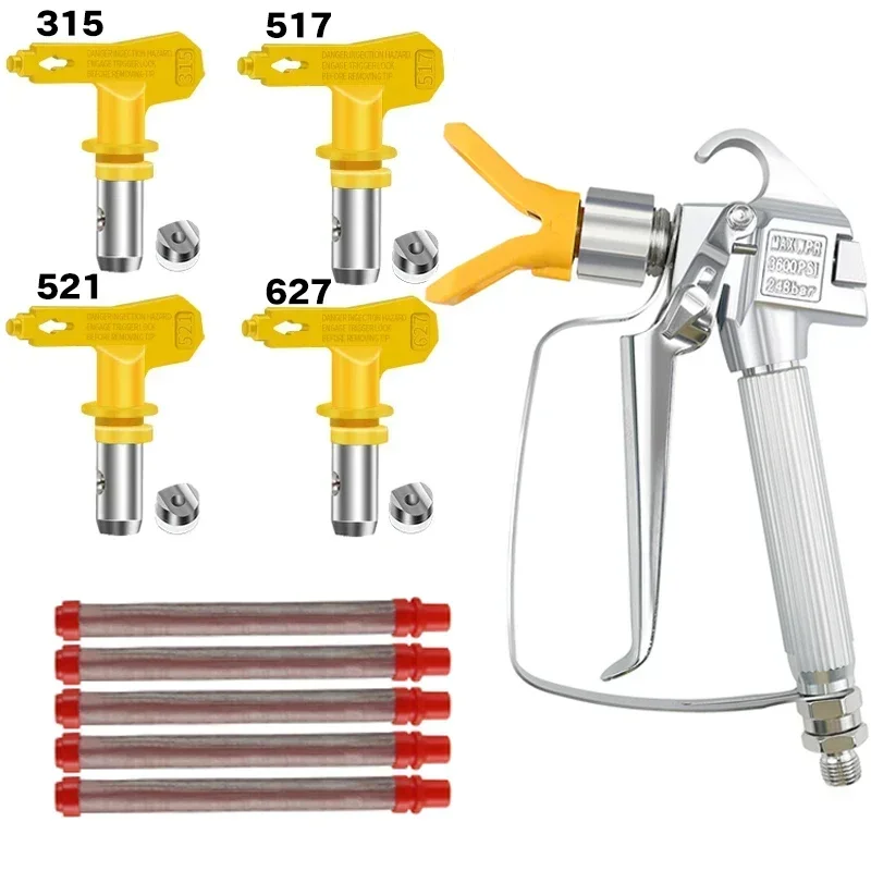 

High Pressure Airless Paint Spray Gun, High Pressure 3600 PSI with 4 x Swivel Joint 311,513,517,627 and 6 x Filter