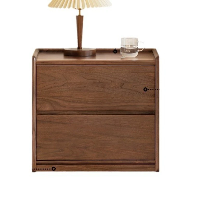 

Nordic bedroom black walnut bedside table, modern simple drawer storage cabinet