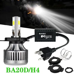 オートバイ用LEDヘッドライト電球キット,ハイビームとロービーム,4000lm,6500k,DC 12 v,24v,h4 ba20d,1パック