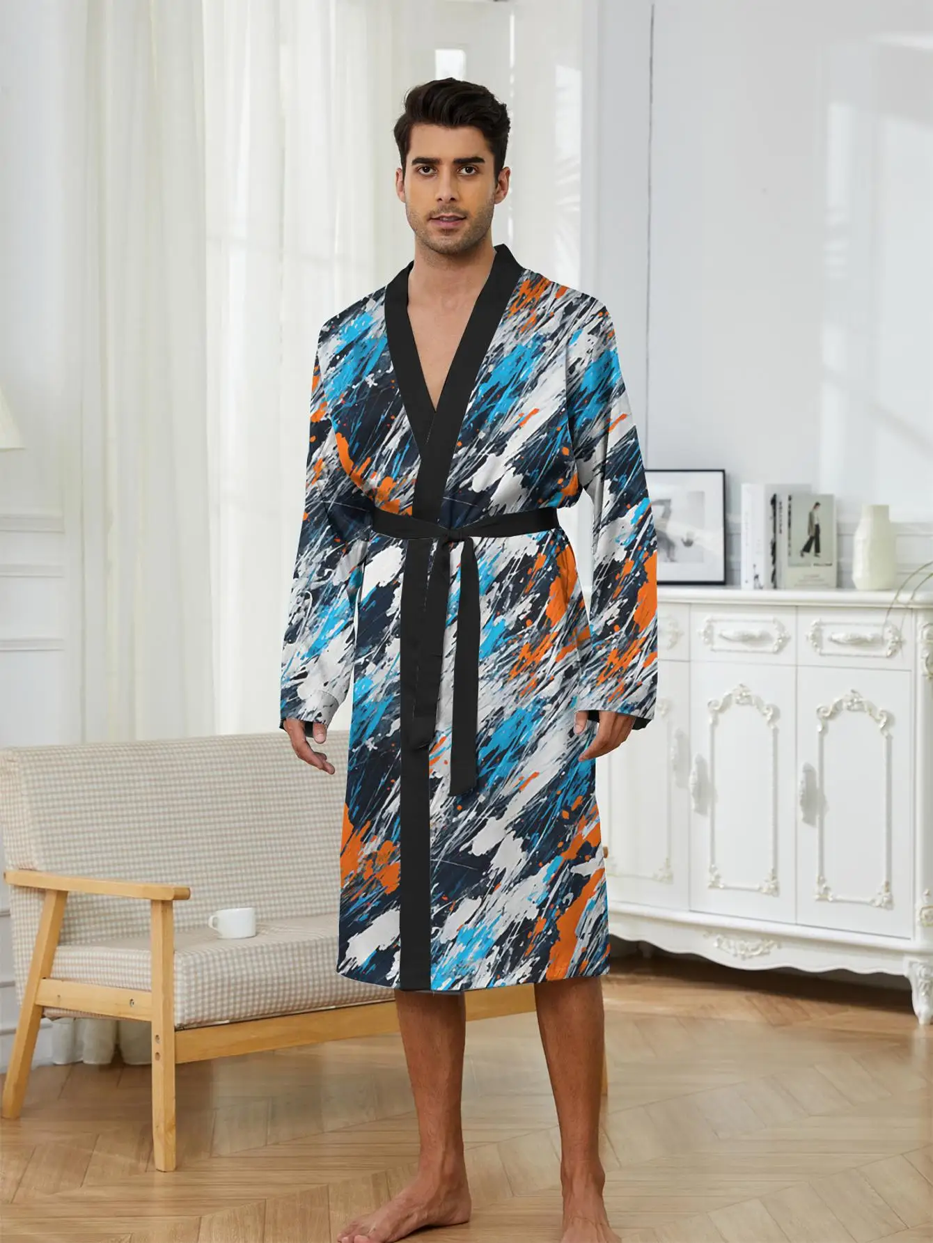 

1pcs Men's Robes 2026 Spring/Summer Robes Robe man Sleepwear Graphic Breathable Bathrobe men robe 3D Printed