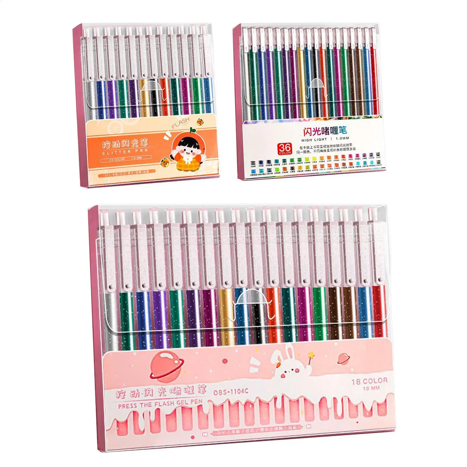 

Glitter Gel Pens Glitter Gel Pens For Writing Fade-Resistant Bleed-Proof Art Stationery Retractable Supplies For Teens Students