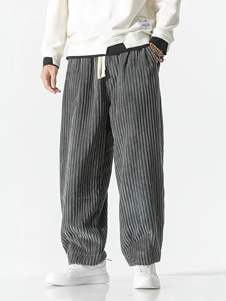 

Повседневные брюки, вельветовые брюки, мужские свободные винтажные мешковатые брюки, прямые спортивные штаны с эластичной резинкой на талии, уличная уличная одежда