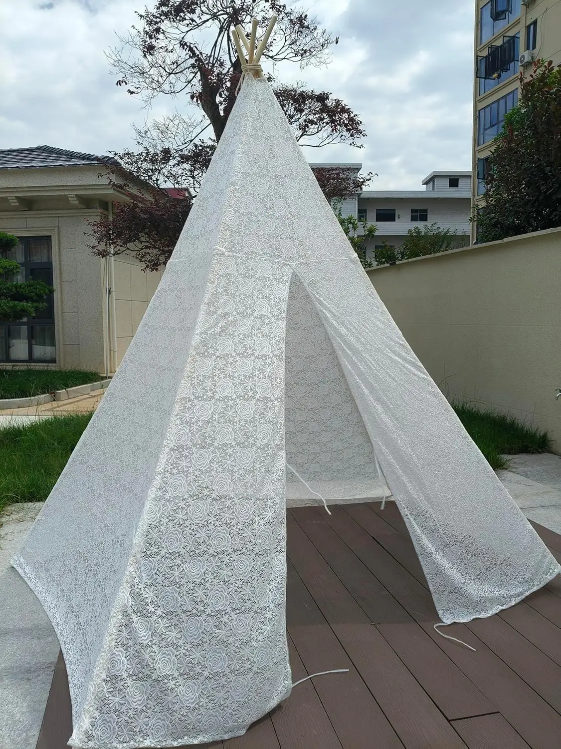 Adult Lace Tent, 5-Sided Transparent Indian Lace Design, 85 in High, Extra Space, 80 x 80 x 85 in, Beach Tent, Indoor Party, Outdoor Party, Wedding Tent, White