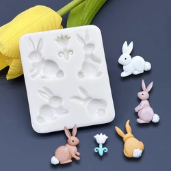 Easter Bunny Flower Silicone Mold Sugarcraft Chocolate Cupcake Baking Mold Fondant Cake Decorating Tools