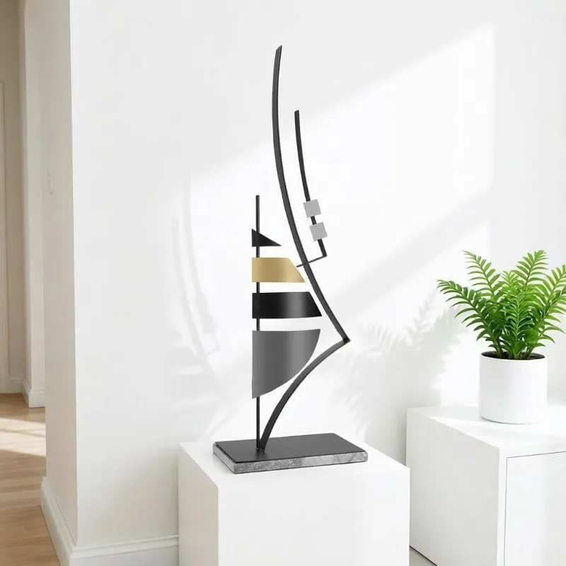 Metal Sculptures Sailing Art Creative Figurines Luxury Abstract Desktop Ornaments Modern Nordic Interior Home Decoration Crafts