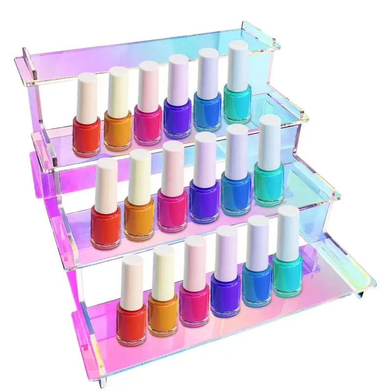 Acrylic Iridescent Riser Rainbow Acrylic Counter Top Display For Decoration And Organization Display Risers For Cupcake Dessert