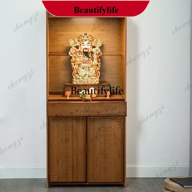 Household Economical Shrine Altar Guanyin God Of Wealth Altar Simple Worship Buddha Cabinet