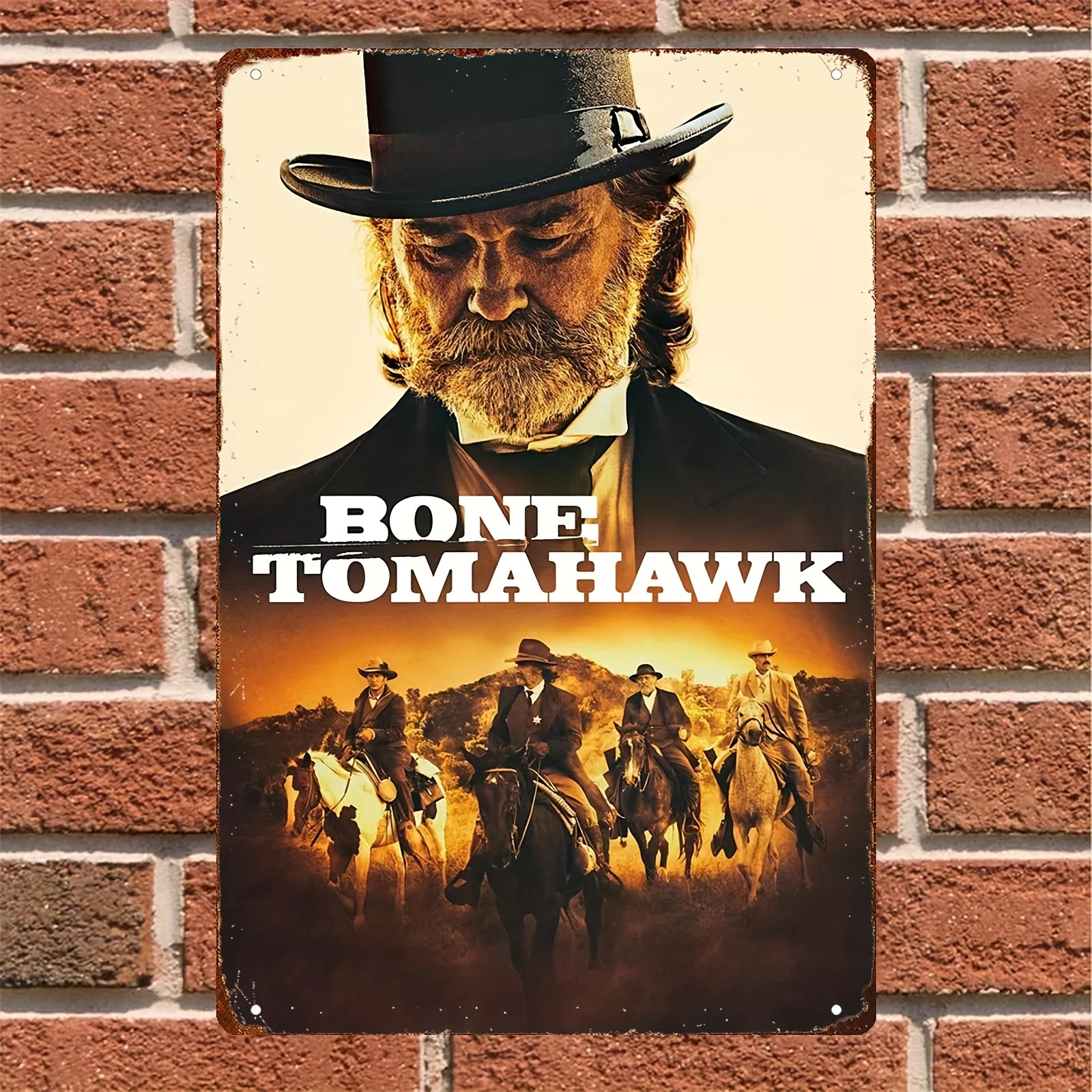 , Bone Tomahawk Western Movie Metal Wall Art Sign -  Vintage Horror Drama Decor with Epic Cowboy Scene, Rustic Home or Office De