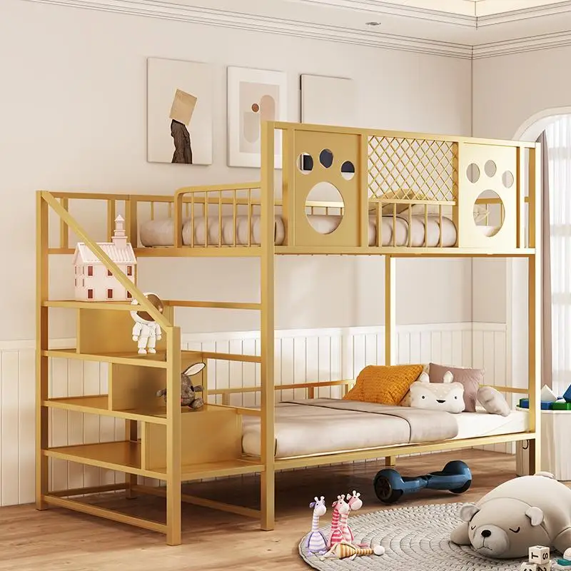 

wrought iron bed 1.8 meters double elevated bed small apartment children single upper child and mother