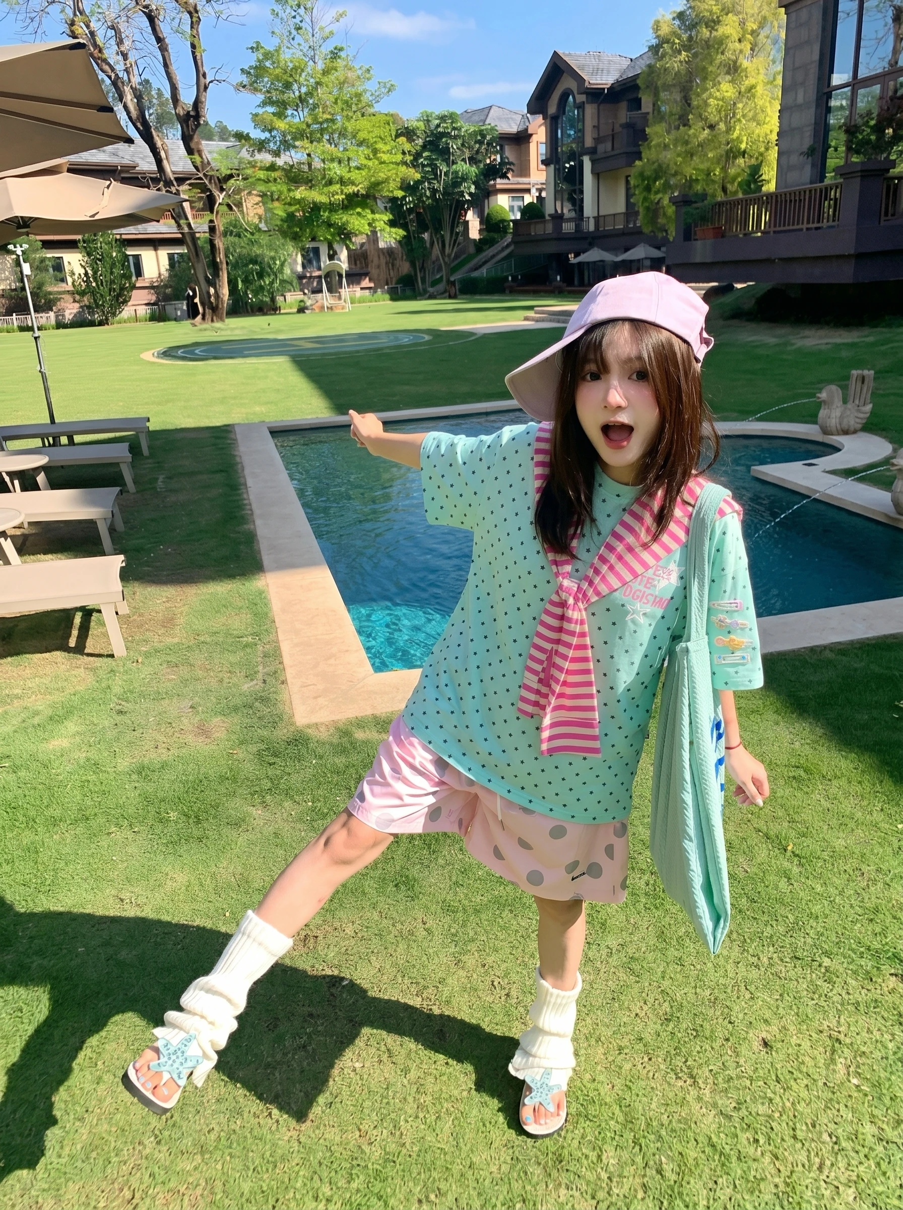 Dopamine Sweet Sister Stripe Shoulder Wrap Polka Dot Short Sleeve Women's T-Shirt Summer 2026 New Loose Unique Top
