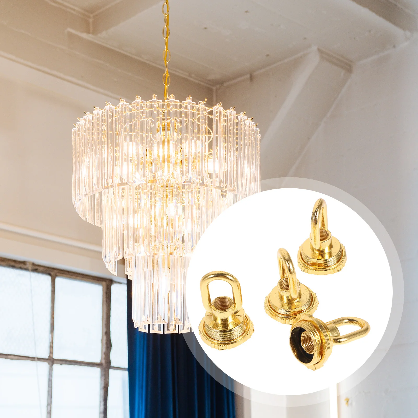 4개 세트 천장 후크 헤비 듀티 아연 합금 나사형 링 모양 여성용 루프 펜던트 램프 베이스 샹들리에 조명 액세서리