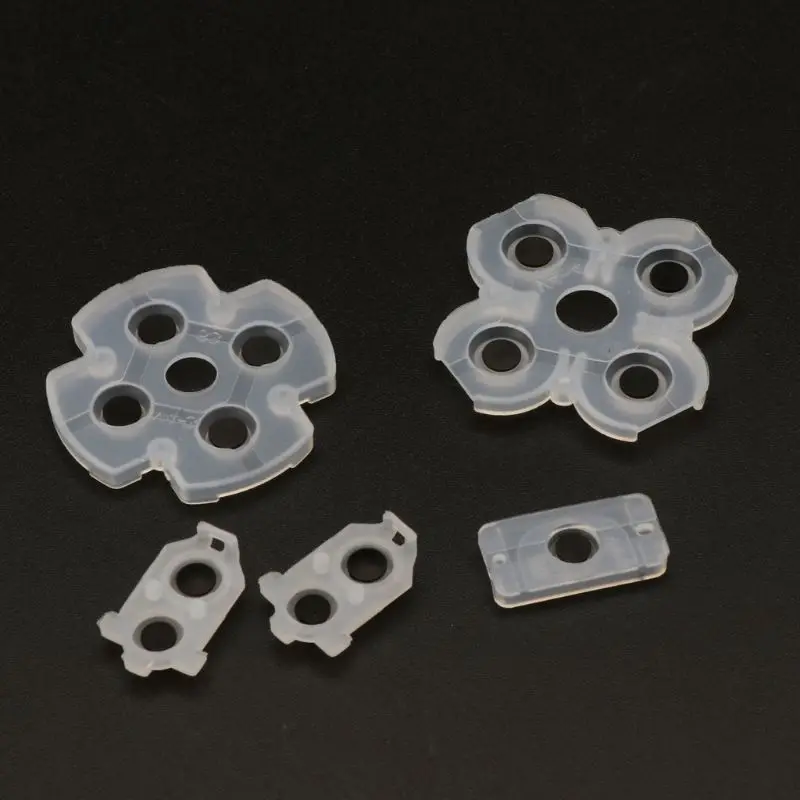 แผ่นยางซิลิโคนนำไฟฟ้า10ชุดสำหรับตัวควบคุม PS4ชิ้นส่วนอะไหล่ซ่อมปุ่มสำหรับ PS 4