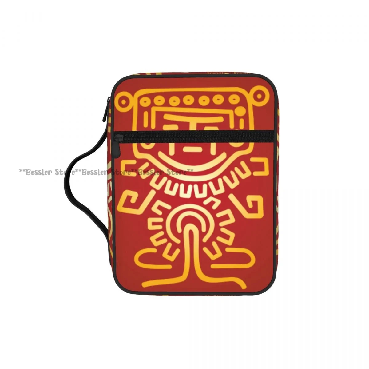 

Чехол для Библии, сумка для переноски книг, церковная сумка, защитный чехол для Библии с ручкой, карманом на молнии, сумка для планшета в стиле американских индейцев и ацтеков