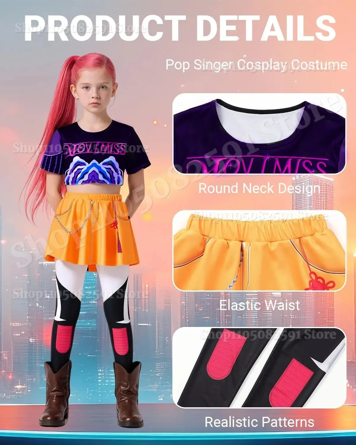 

K-pop Rumi Zoey Mira Party Cosplay Costume Kids Demon Hunters Teenagers Stage Outfit Pop Singers Dress Up