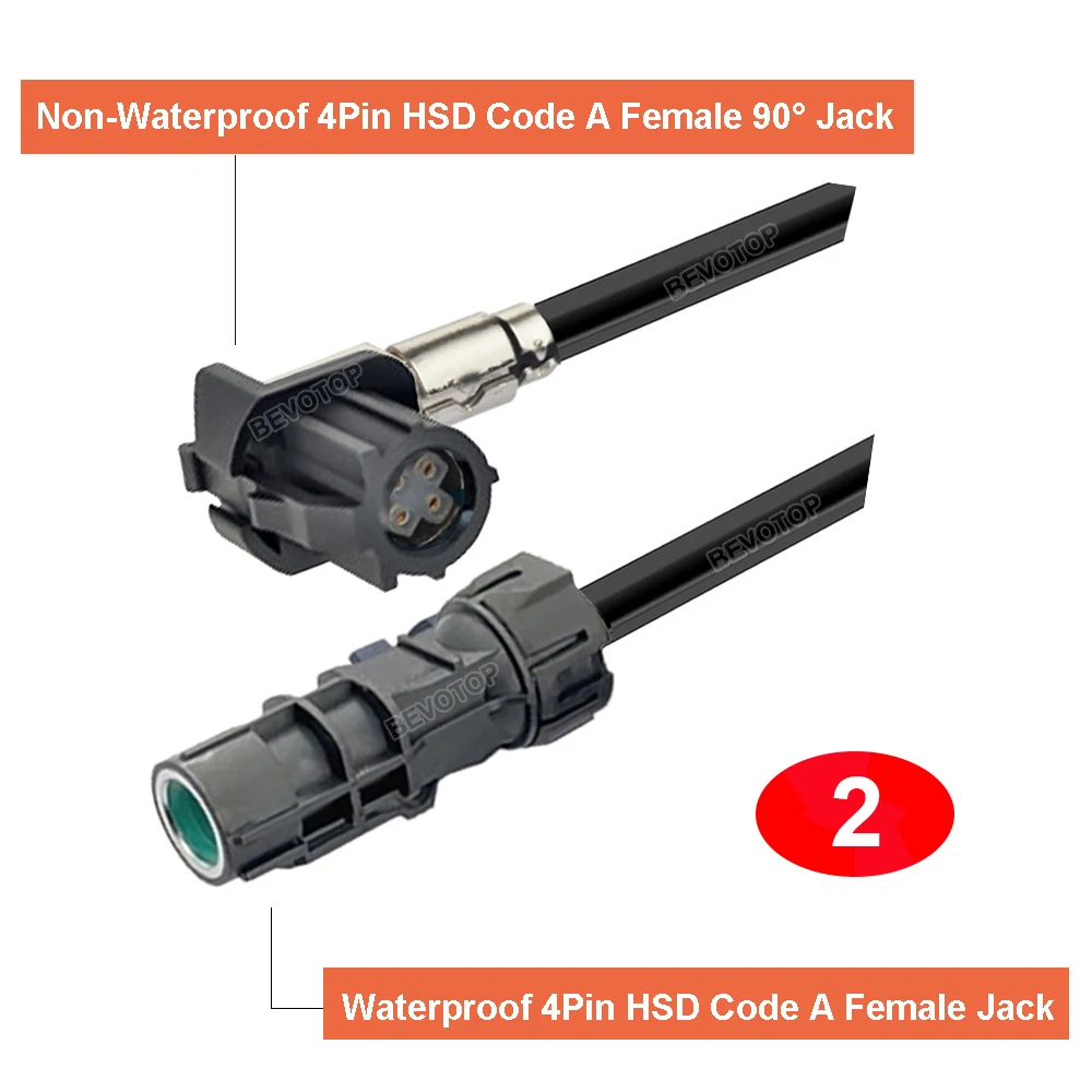 1PCS Waterproof HSD A Female to Non-Waterproof HSD A Female Straight/RA 90° Jack Car Video LVDS Line High Speed 4 Core 535 Cable