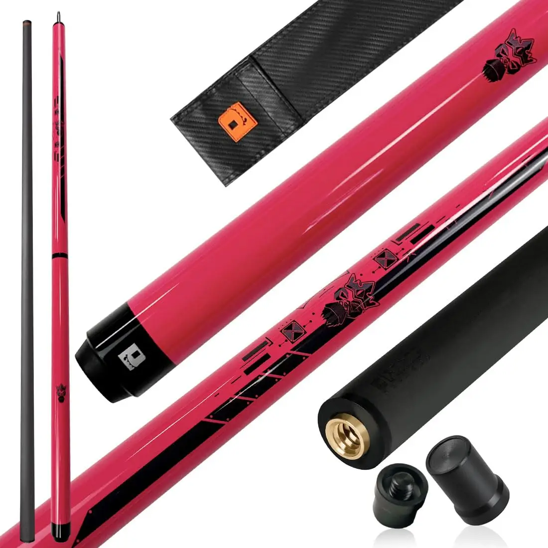 Little Monster Carbon Fiber Break Jump Cue, 3 Pieces Low Deflection Billiard Pool Stick, Professional 3-in-1 Pool Cue