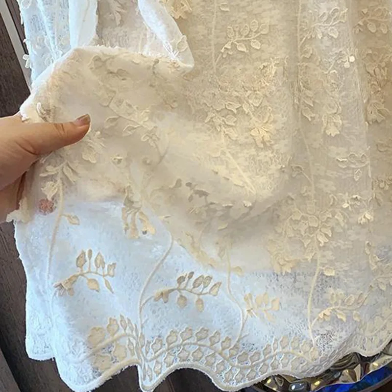 

3D Floral Embroidery Luxury Lace Fabric for Women Blouse Dress Wedding Gown Material By The Yard