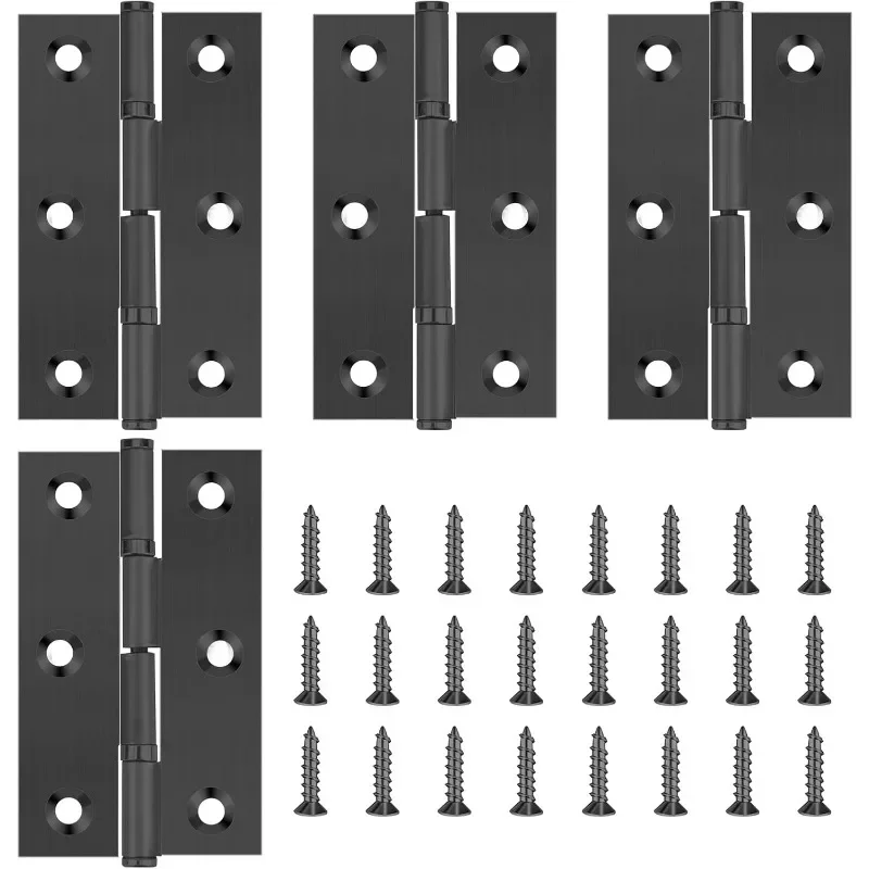 20Pcs Door Hinges 2/3/4 Inch Stainless Steel Folding Bifold Butt Cabinet Hinges Black with Screws for Door Furnitures Wooden Box