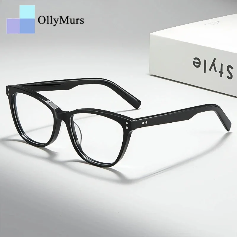 

OLLYMURS Fashion Trend Women's Cat Eye Glasses Ultra-light Retro Acetate Retouch Face Optical Prescription Eyeglasses Frame 880
