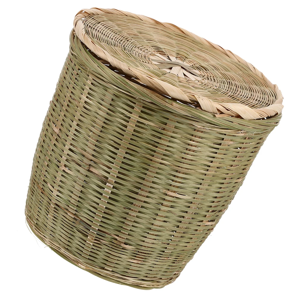 

Bamboo Woven Basket 20x20cm Storage Trash Can Handmade Rustic Style Home Restaurant Picnic Fruit Snack Bread Organizer Kitchen