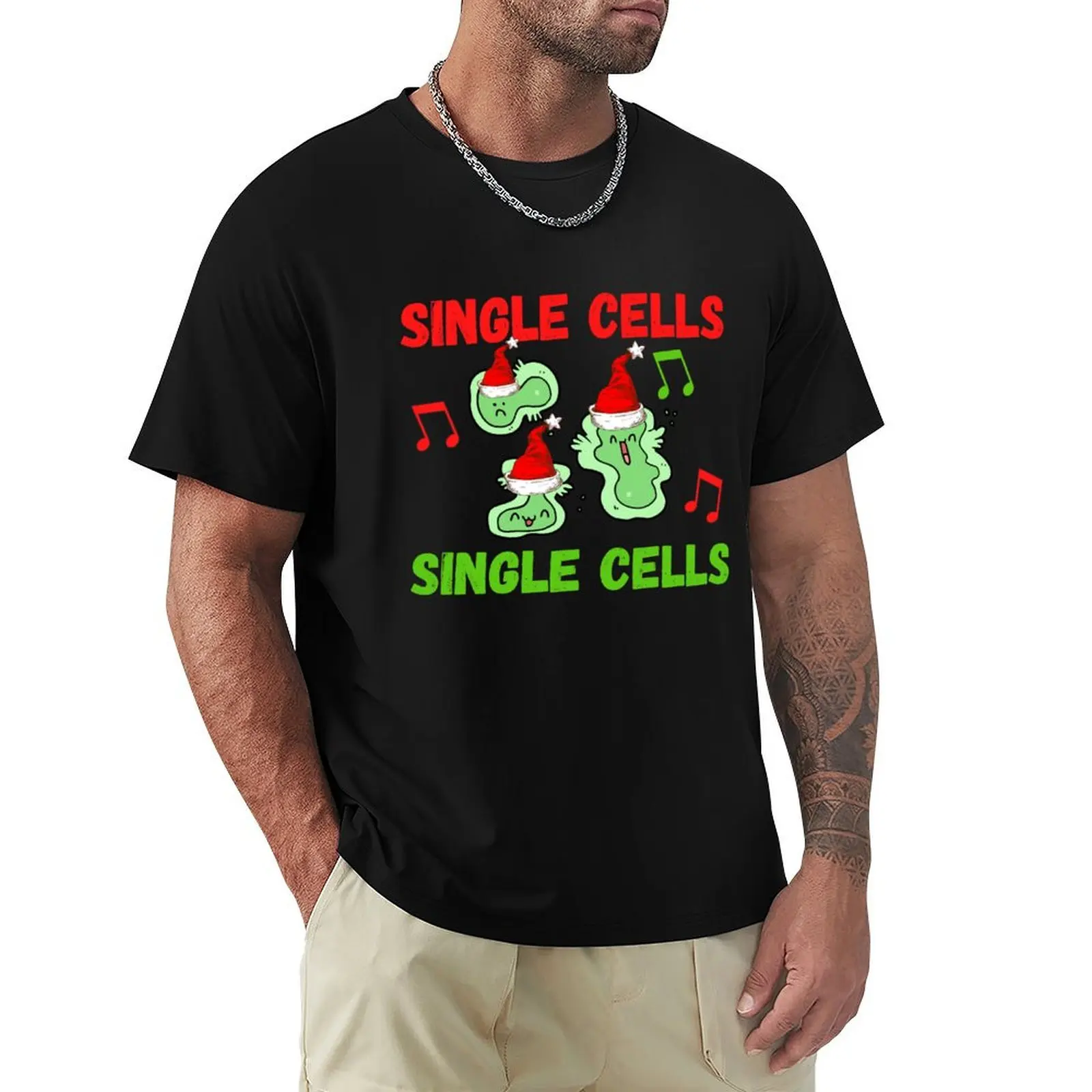 CHRISTMAS SINGLE CELLS SINGLE CELLS FUNNY RESEARCH MEDICAL LABORATORY SCIENTIST T-Shirt t shirt custom print T-Shirt