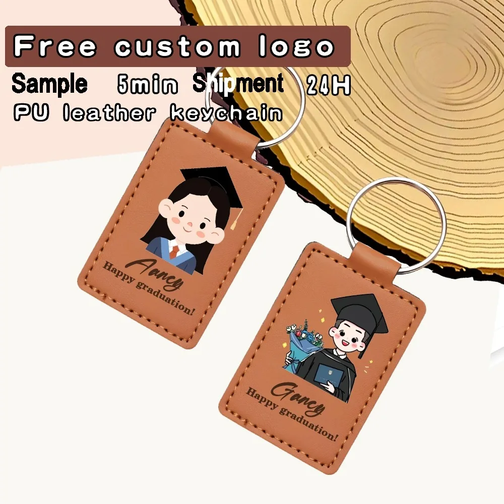 

ALEX STREETER Прямоугольный брелок из искусственной кожи с индивидуальным логотипом, подарок на День рождения, День учителя, выпускной, для продвижения бренда