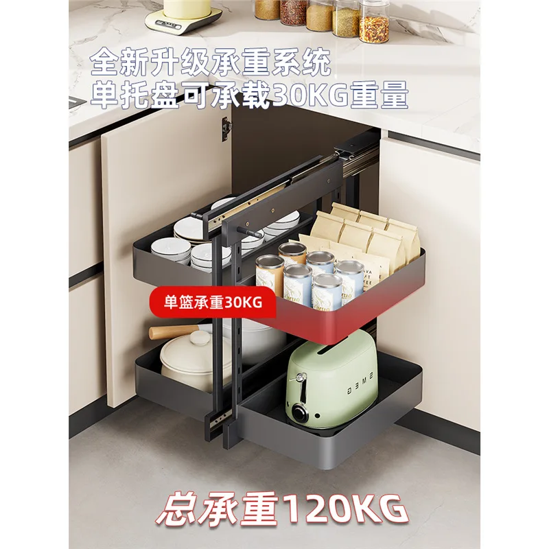 Dishes all pulled out corner rack cupboard