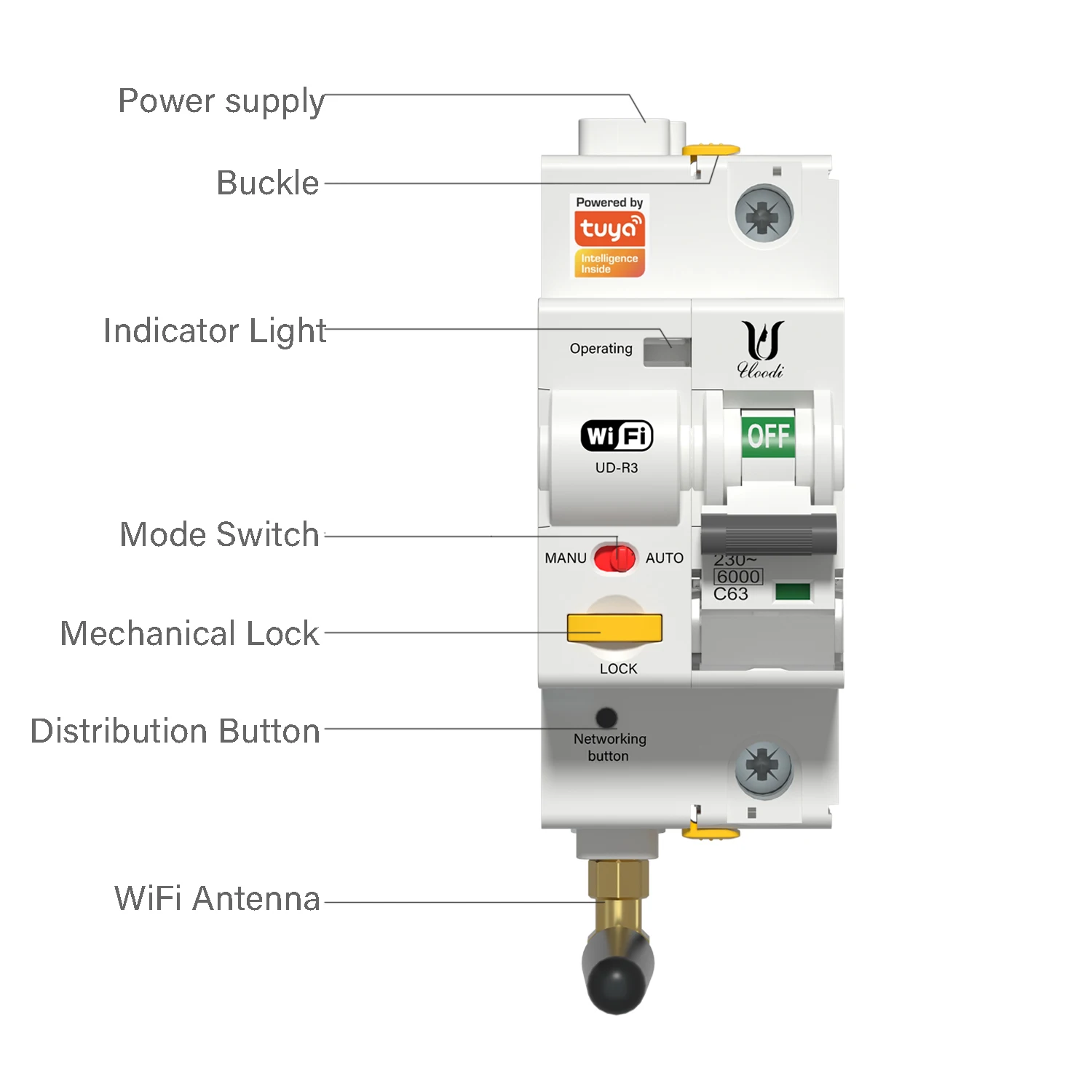 Imagem -02 - Intelligent Tuya Wifi Mcb Télécommande Protección contra Cortocircuitos Temporisé 2p 16a 25a 32a 40a 63a