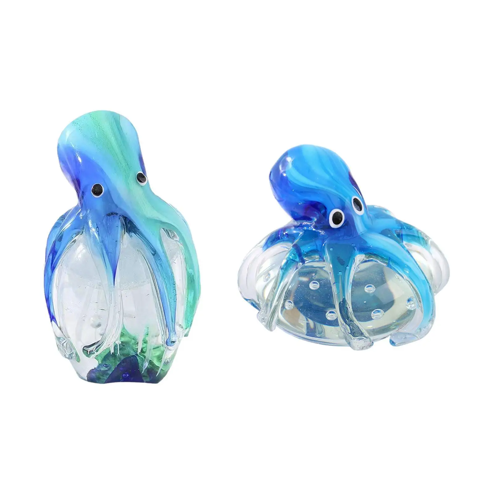 Glass Octopus Figurine Handmade Artwork Collectible Adorable Modern Desktop Decor for Office Bedroom Fish Tank Shelf Living Room