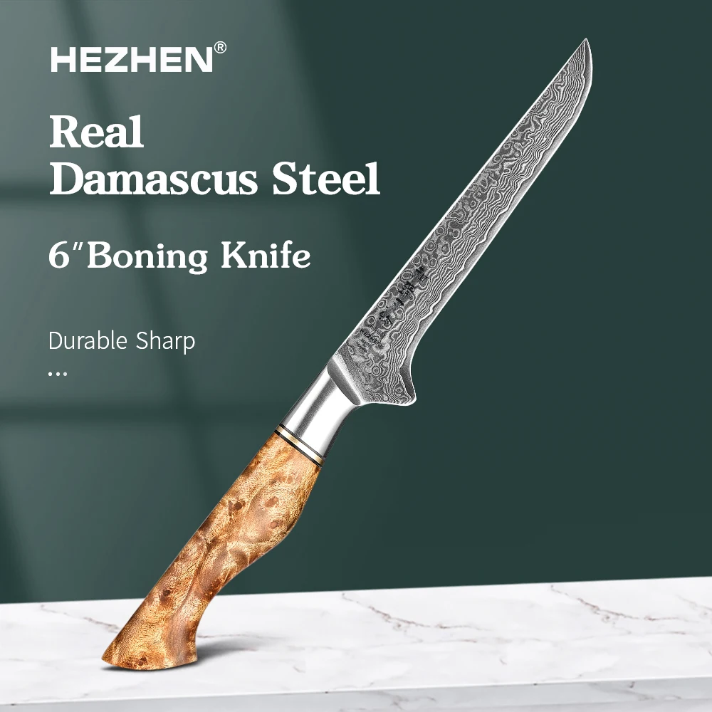 

HEZHEN 6 Inches Boning Knife 67-Layer Damascus Steel Boning Knife Precision Cutting Ultra Sharp & Durable Kitchen Knives