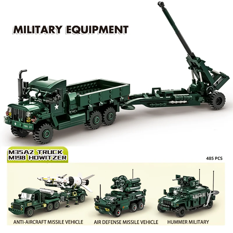 Boy puzzle assembly anti-aircraft missile tank Dongfeng transport vehicle armored vehicle building block toy children's gift