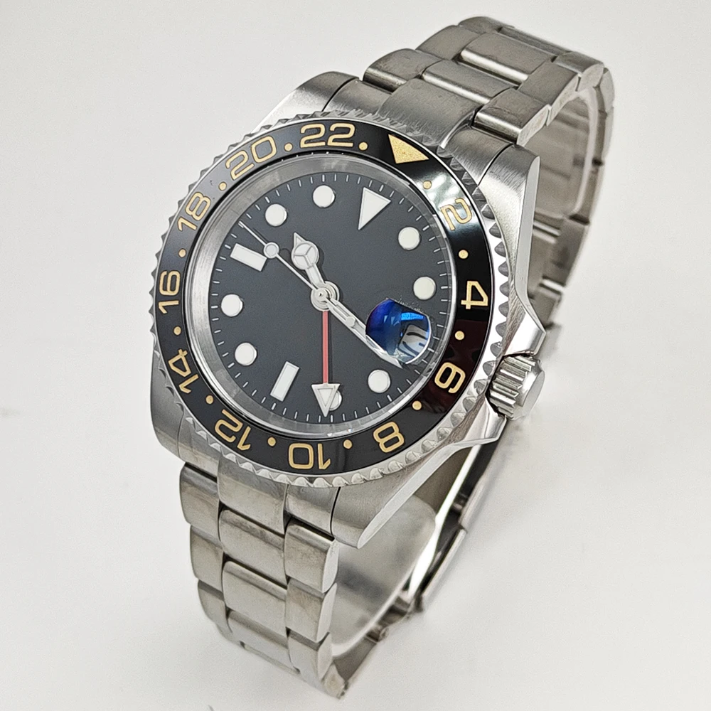 

GMT 40mm Automatic Mechanical Diving Watch Men's Ceramic Bezel 316L Stainless Steel Strap Sapphire Mirror NH34 Movement