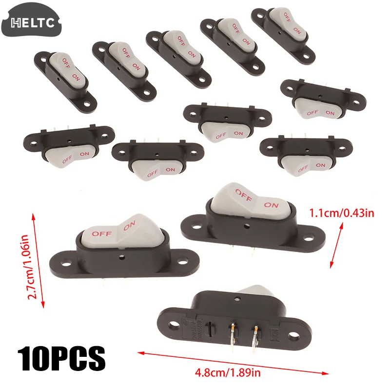 

10 шт. кулисные переключатели 2-контактный светильник ВКЛ/ВЫКЛ Лодка Кнопочный переключатель 2-контактный 2-скоростной 250 В 6 А переменного тока AMP125V10A Электрические переключатели Wok Home Start