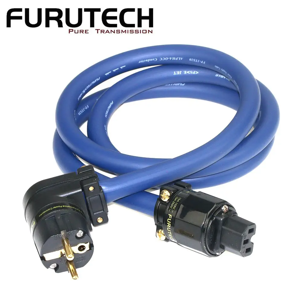 Furutech FP-3TS20 PCOCC Blue Ribbon EU Plug L-shaped Bend Power Line HiFi Amplifier Gallbladder Machine 90 ° Connection Line