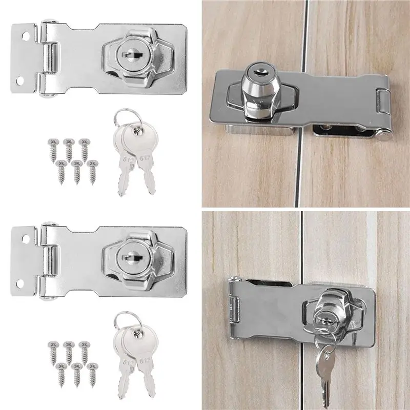 AEE4-4 Pcs Keyed Hasp Locks 2.5 Inch Twist Knob Keyed Locking Hasp, Metal Safety Hasp Latches Keyed Different