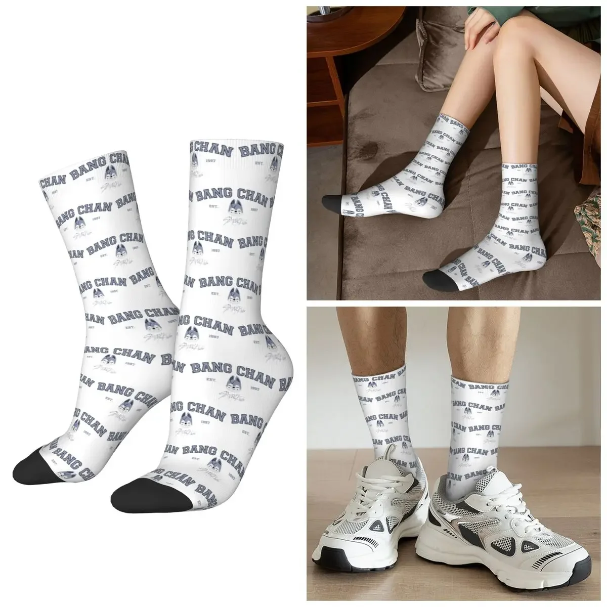 

All Seasons Bang Chan Socks Harajuku Crew Socks Super Soft Stockings for Men Women Valentine's Day Gifts