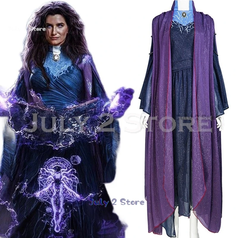 Witch Agatha Cosplay Costume Uniforms Harkness Wig Cosplay Movie Women Purple Robe Kathryn Suit Halloween Party Roplay 2024 New