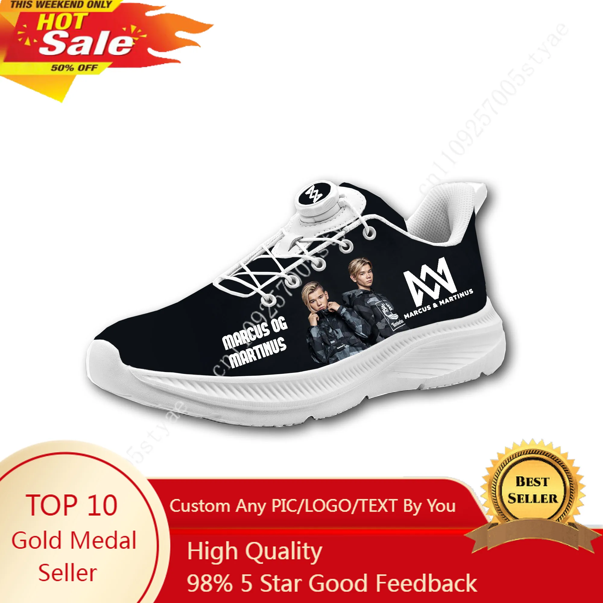 

Marcus And Martinus Mens Womens Casual Hiking Shoes Laceless Rotating Button Sports Shoes lightweight Custom Sneaker