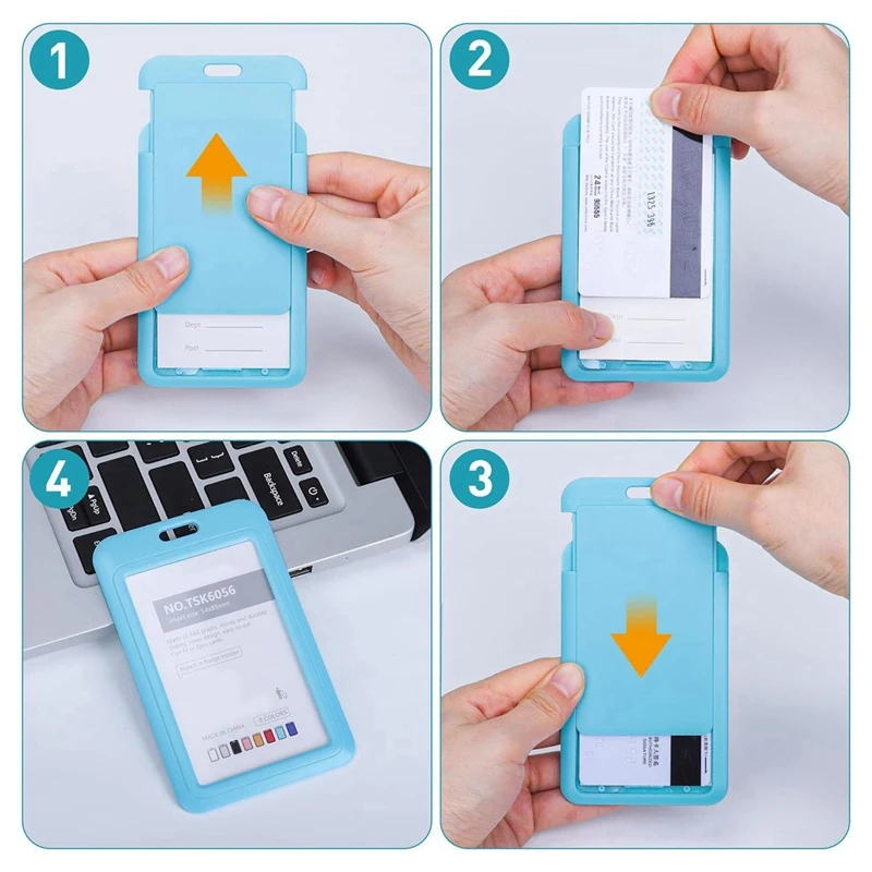 Retractable Badge Holders, Hard Plastic Sliding ID Badge Holder With Retractable Badge Reel Clips , 3 Pack