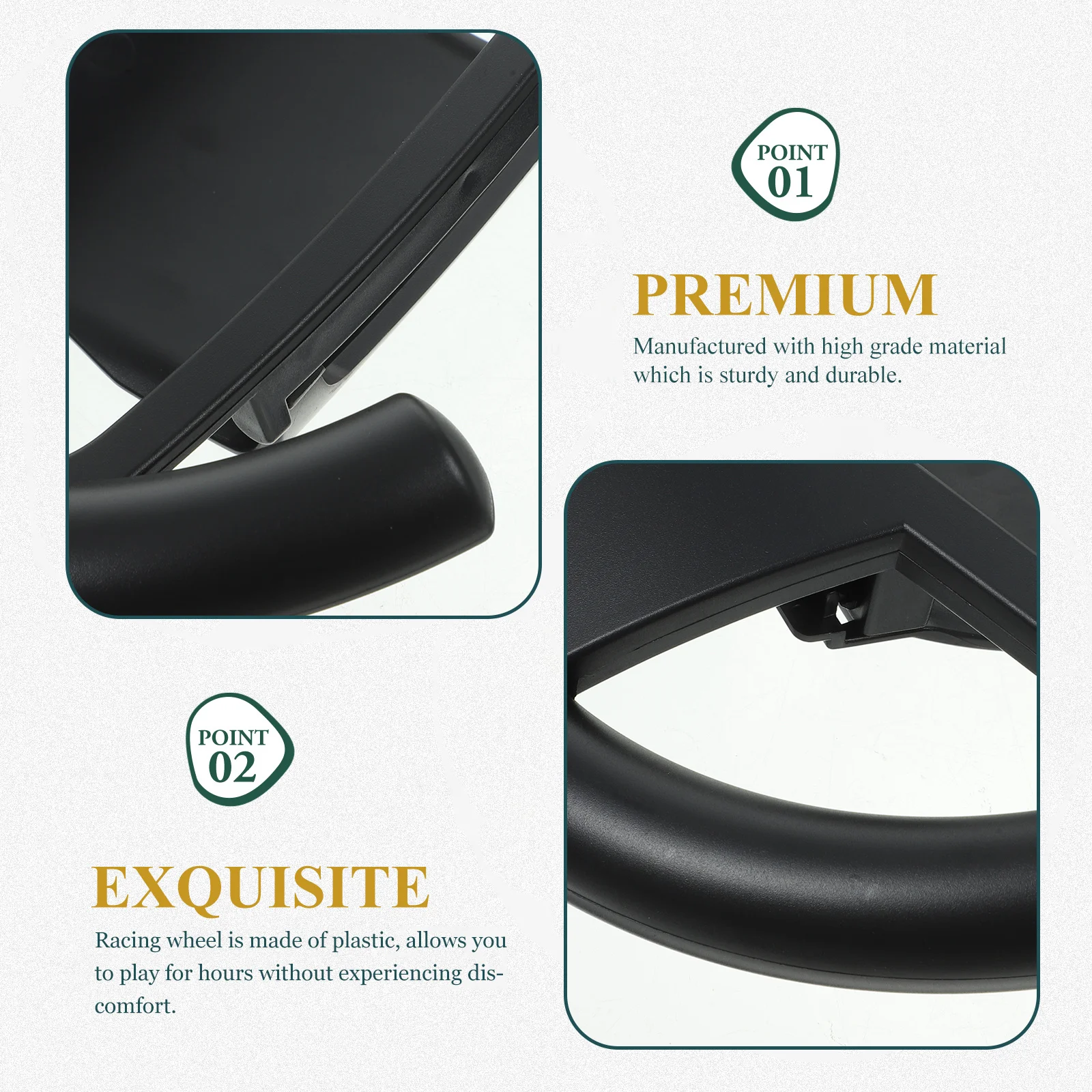 

Wireless Racing Steering Wheel Plastic Durable Replacement Game Controller for Accurate Racing Game Play Steering Wheel