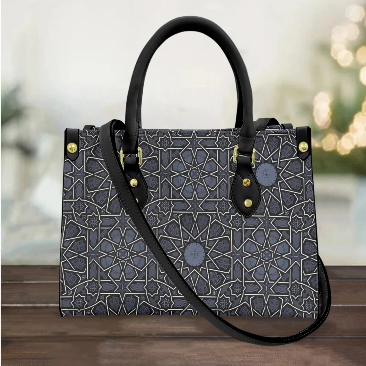 FORUDESIGNS Moroccan Culture Art Women Handbag Leather Shoulder Shopping Bag Large Capacity Zipper Tote Bags For Female