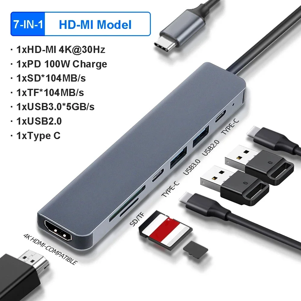 10pcs Wholesale USB C HUB, USB Type C To USB Adapter Dock For MacBook Air Pro M1 M2 M3 iPad PC