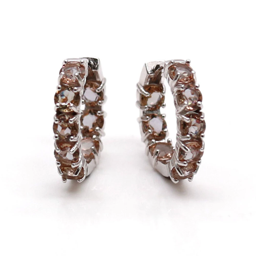 925 Silver Created Diaspore Hoop Earrings Color Change Gemstone Circle Huggie Earrings For Women Wedding Party Fine Jewelry Gift