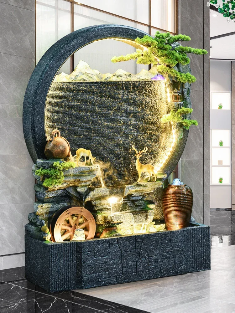 Chinese Style Water Curtain Wall Fountain Decoration Water Screen Office Rockery Large Decorative Courtyard