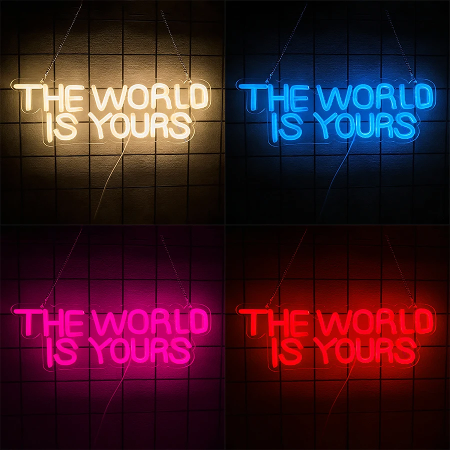The World Is Your Led Neon Sign, Suitable For Bar Bedroom, Game Room, Study Room, Cinema, Home Wedding Party Decor Lights.